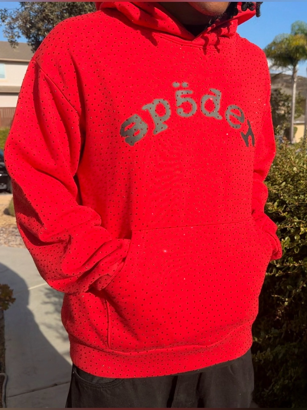 Red Hooded Sweatshirt with Reflective Logo - Men